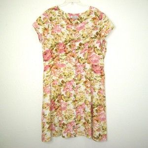 Vintage CLUES COLLECTION Floral Cottagecore Linen Blend Button Up Dress Size 12?